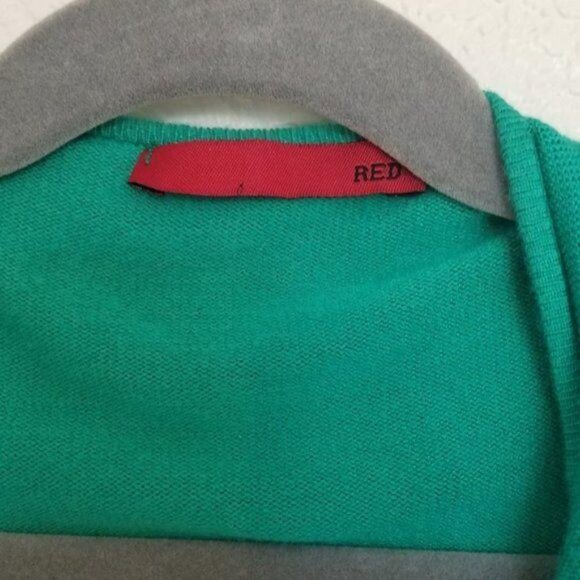 Red brand Ruffle layered Open Front Cardigan Sweater emerald green color size M - Picture 5 of 6